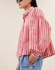 Sarah short stripe blouse, Red stripe