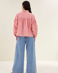 Sarah short stripe blouse, Red stripe