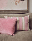 Woven striped cushion blush