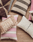 Woven striped cushion blush