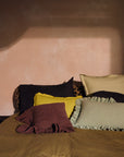 Ruffle cushion, chestnut 50x50cm