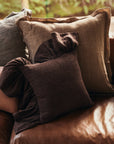 Ruffle cushion, chestnut 50x50cm