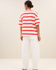 Jade jersey stripe top red