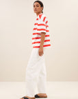 Jade jersey stripe top red