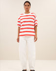 Jade jersey stripe top red