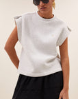 Mason pleats top, Light grey melee