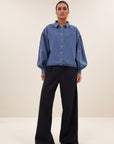 Sarah short denim blouse, Medium denim