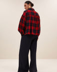 Sarah short red check blouse, Poppy check