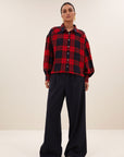 Sarah short red check blouse, Poppy check