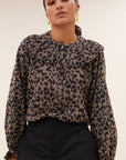 Gia leo blouse, Brown leo
