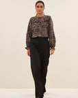 Gia leo blouse, Brown leo
