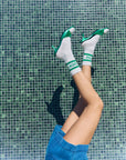 Lucky sparkle grey socks, Spring green