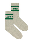 Lucky sparkle grey socks, Spring green
