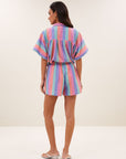 Sunny rainbow pleats blouse, rainbow stripe
