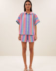 Sunny rainbow pleats blouse, rainbow stripe