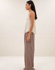 Pia satin top, Chalk