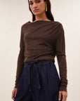 Leya sparkle top, Chocolate brown