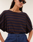 Merle big stripe top, Coffee bean