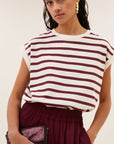 Tobi stripe top, Grain wine stripe