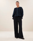 Yena green check blouse, Green tartan check