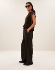 Pelle pinstripe pants, Brown pinstripe