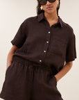 Lio linen shorts, Espresso