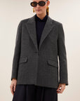 Nes herringbone blazer, Dark grey melee