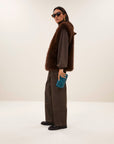 Mona faux fur gilet, Dark brown