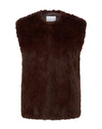 Mona faux fur gilet, Dark brown