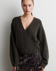 Gabby Wrap Knit, Black Olive