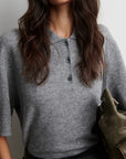 Longo SS Knit Collar, Mid Grey Melange