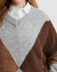 Forca Knit V-Neck, Light Grey Melange
