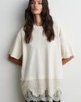 Vaccara Lace Tee, Egret