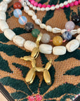 Armband met XL opengewerkte bedel / multicolori