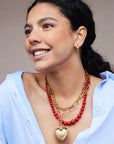 Ketting met rood mêlée gemstones