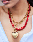 Ketting met rood mêlée gemstones