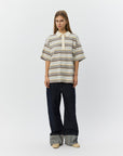 PilSW Oversize Striped Polo Shirt, Off White Striped