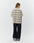PilSW Oversize Striped Polo Shirt, Off White Striped