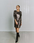 WBLFrida mini sequin dress, Major brown print