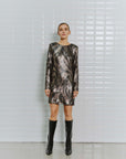 WBLFrida mini sequin dress, Major brown print