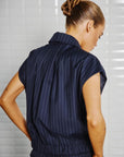 Valentina Striped Vest, Midnight Blue Pinstripe