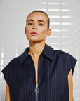 Valentina Striped Vest, Midnight Blue Pinstripe