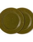 Farmhouse ceramics: dinner plates, moss (set of 2)