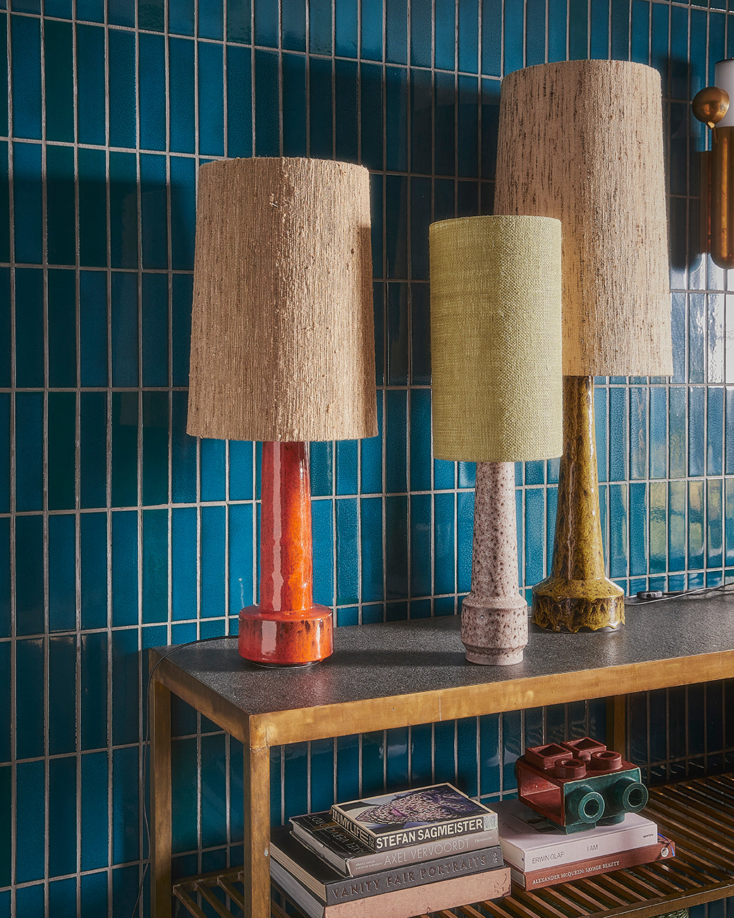 Retro Stoneware Lamp Base, Bruin