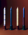 Pattern Candle-Blue and silver, Set of 4