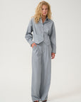 GZpaulia melange MW wide pants Greyblue melange