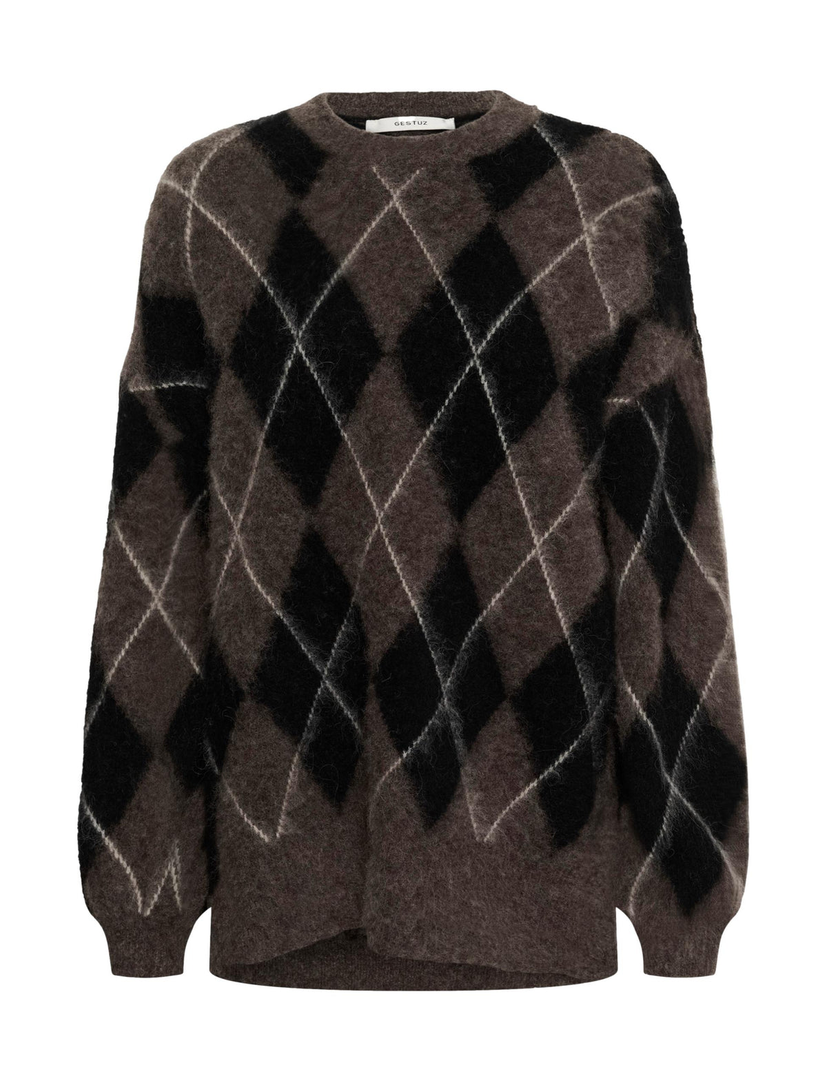 GZsida multi long pullover, Black/Chestnut