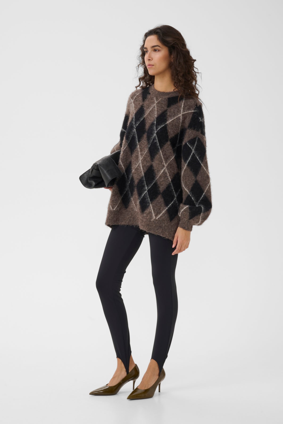 GZsida multi long pullover, Black/Chestnut