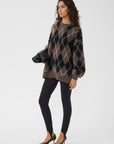 GZsida multi long pullover, Black/Chestnut