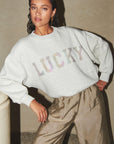 Bibi Lucky Rainbow Sweater, Light Grey Melee